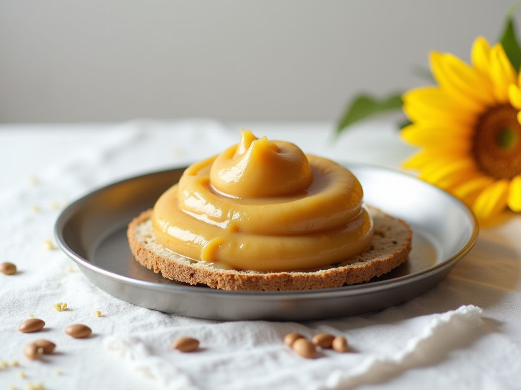 Creamy sunflower seed butter in a jar